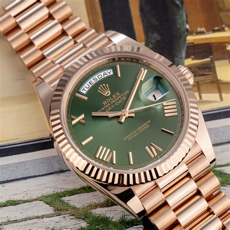 rolex day date olive rose gold|rolex day date reference 228235.